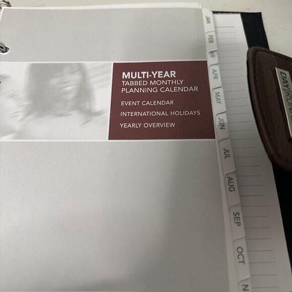 Day Runner Brown Striped Planner Binder Rings 1 1/8" Magnetic Snap calendar - Picture 8 of 11